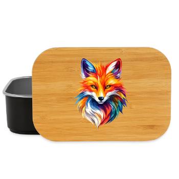 Colorful Fox Polygon Design – Moderne Fuchs Kunst - Lunch Box - Schwarz - Vorne
