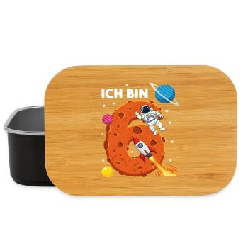 Ich bin 6 Astronaut Weltraum Geburtstag - Lunch Box - Schwarz - Vorne