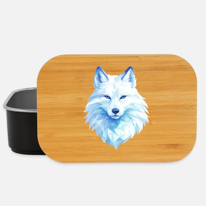 Polygon Wolf Eis Blau– Modern Art - Lunch Box - black
