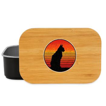 Luchs Katze Retro Wildkatze Design Naturfreund - Lunch Box - Schwarz - Vorne