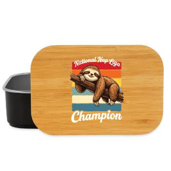 Nap Champion Sloth Shirt Funny Lazy Gift - Lunch Box - Schwarz - Vorne