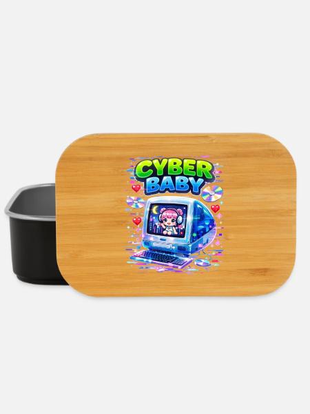 Cyber Baby pixel art with Y2K aesthetic. - Lunch Box - black