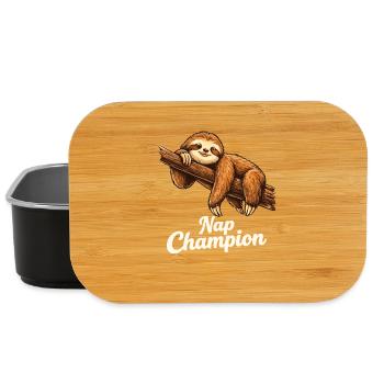 Nap Champion Sloth Shirt Funny Lazy Gift - Lunch Box - Schwarz - Vorne