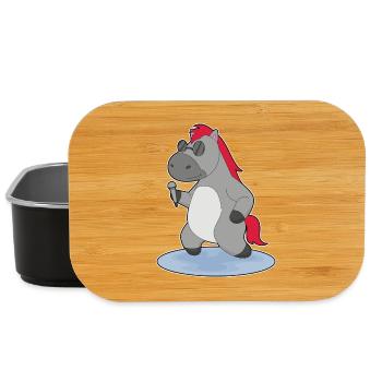 Pferd Sänger Mikrofon Singen - Lunch Box - Schwarz - Vorne