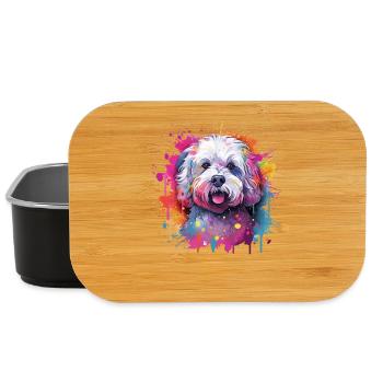 Colorful Bichon Fris Splash Art Dog - Lunch Box - black - Front