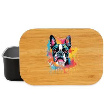 Boston Terrier Dog Splash Art Colorful - Lunch Box - black - Front