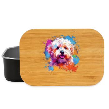 Colorful Dog Splash Art Bichon Fris - Lunch Box - black - Front