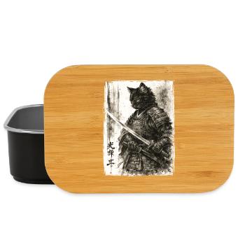 Samurai Cat Japanese Warrior Ukiyoe Anime - Lunch Box - black - Front