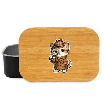 Cat detective with magnifying glass - Lunch Box - black - Front