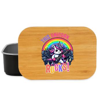 Unicorn rocks with rainbow guitar - Lunch Box - black - Front