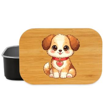 Cuddly dog with heart pendant - Lunch Box - black - Front