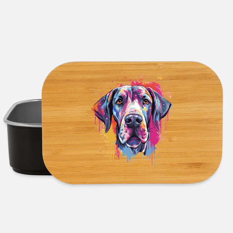 Bunte Hundesplash-Kunst Deutsche Dogge - Lunch Box - Schwarz