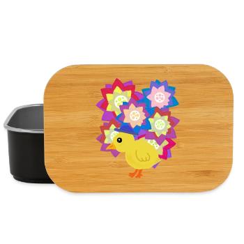 Colorful Flowers Chicks Chicken Kids - Lunch Box - black - Front