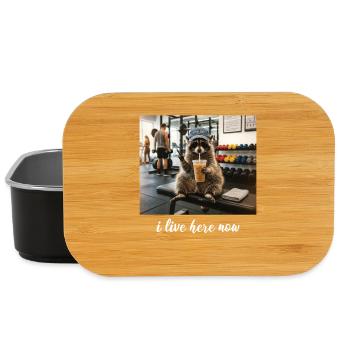 I Live Here Now Raccoon Gym Workout - Lunch Box - black - Front