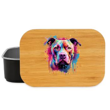 Pitbull Dog Splash Art Colorful - Lunch Box - black - Front