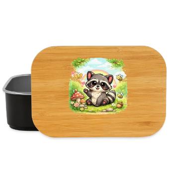 Kleiner Waschbär im Blumenparadies - Lunch Box - Schwarz - Vorne