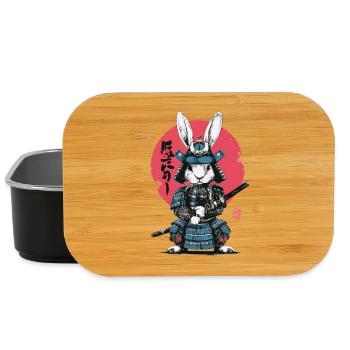 Bunny Samurai in Armor - Lunch Box - black - Front