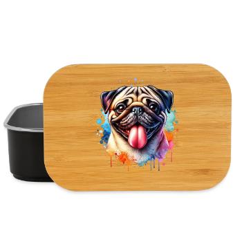 Pug Motif - Lunch Box - black - Front