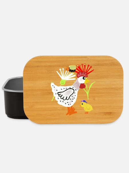 Chicken Chick Flowers Retro Kids Hen - Lunch Box - black