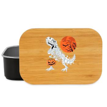 T-Rex Skeleton Halloween Pumpkin Trick or Treat - Lunch Box - black - Front