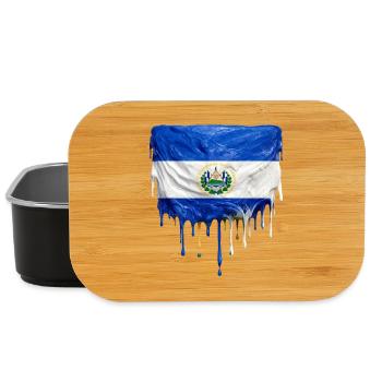 El Salvador Flagge Tropfenkunst - Lunch Box - Schwarz - Vorne