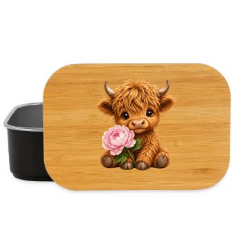 Highland Cow, Highland Cow Highland Cattle Peony - Lunch Box - black - Front