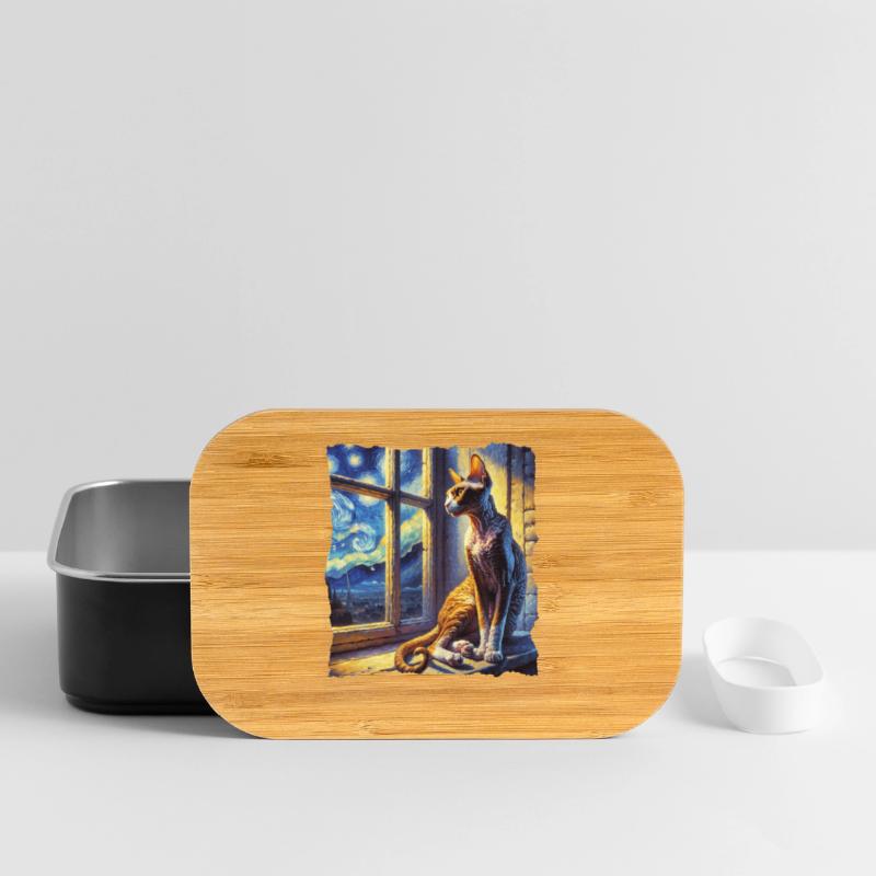 Cornish Rex Cat Starry Night Lunch Box