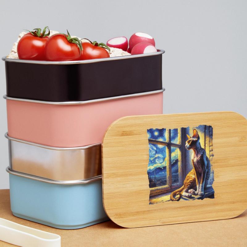 Cornish Rex Cat Starry Night Lunch Box