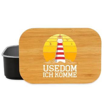 Insel USEDOM ICH KOMM Leuchtturm Retro Lustig - Lunch Box - Schwarz - Vorne