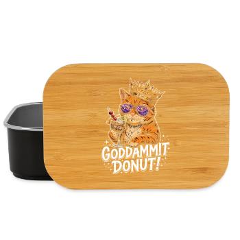 Königskatze mit Cocktail – Goddammit Donut - Boîte à goûter - noir - Devant