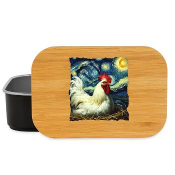 Leghorn Chickens Starry Night - Lunch Box - black - Front