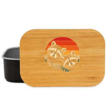 Raccoon Duo im Retro Sonnenkreis - Lunch Box - Schwarz - Vorne