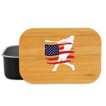 USA Flagge Baseball Spieler Silhouette - Lunch Box - Schwarz - Vorne