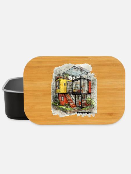 CONTAINED BUT FREE – Moderne Shipping Container Art - Lunch Box - Schwarz