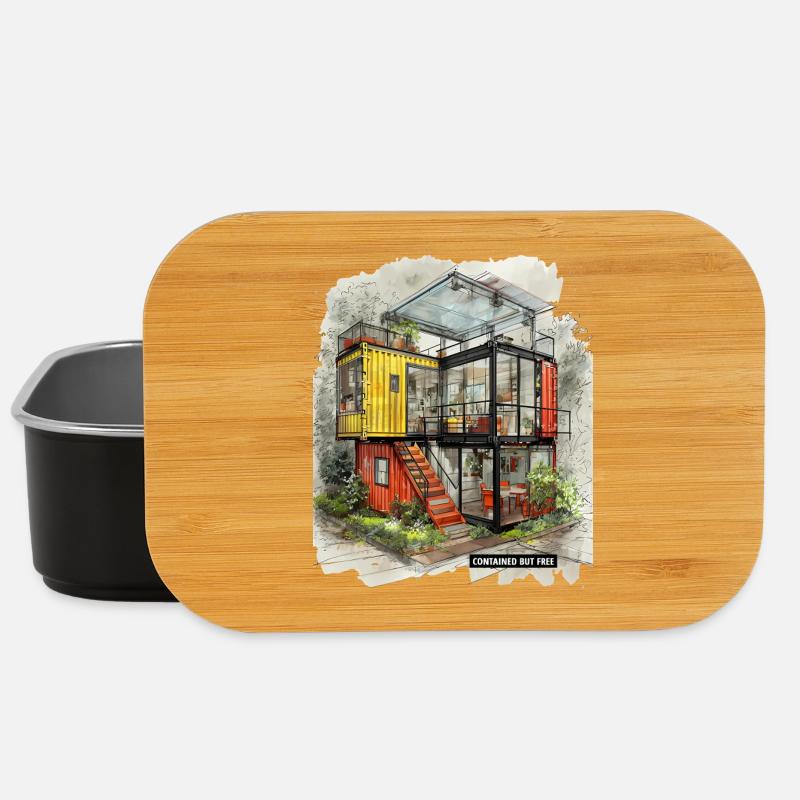 CONTAINED BUT FREE – Moderne Shipping Container Art - Lunch Box - Schwarz