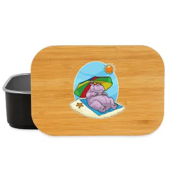 Hippopotamus Beach Parasol Summer - Lunch Box - black - Front