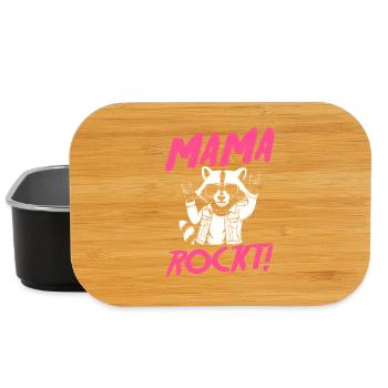Waschbär Mutter Coole Rocker Mama - Lunch Box - Schwarz - Vorne