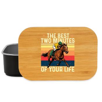 Meilleur humour de course hippique de deux minutes - Boîte à goûter - noir - Devant