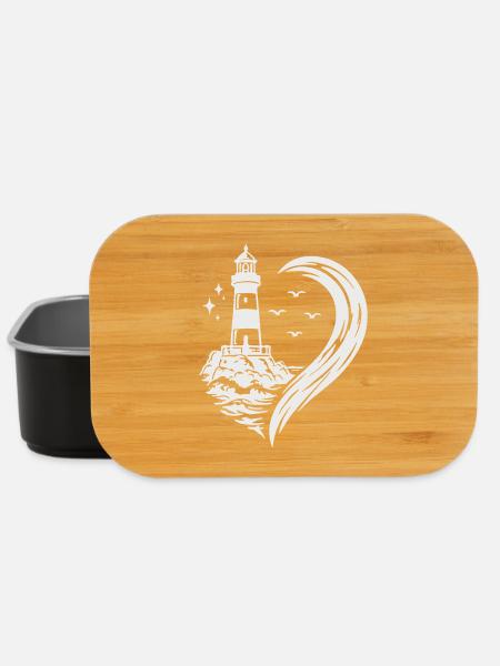 Herz Leuchtturm Meer Maritim Küste Urlaub - Lunch Box - Schwarz