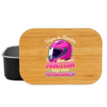 Motorrad Prinzessin Helm Biker Girl Spruch - Lunch Box - Schwarz - Vorne