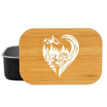 Heart Mountains Hut Nature Love Hiking - Lunch Box - black - Front