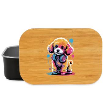 Caniche avec un casque - Boîte à goûter - noir - Devant