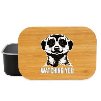 Meerkat Watching You - Lustiges Tier Shirt - Lunch Box - Schwarz - Vorne