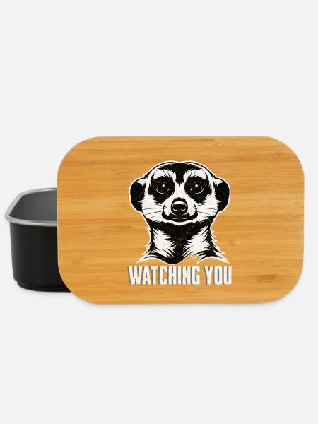 Meerkat Watching You - Lustiges Tier Shirt - Lunch Box - Schwarz
