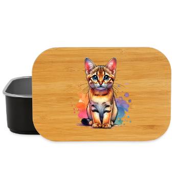 Savannah Cat Gift - Lunch Box - black - Front