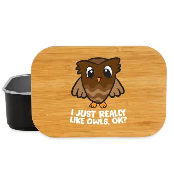 Owl Love Slogan Illustration - Boîte à goûter - noir - Devant