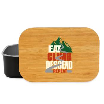Eat Climb Descend Repeat Road Cycling Mountain Hum - Lunch Box - Schwarz - Vorne