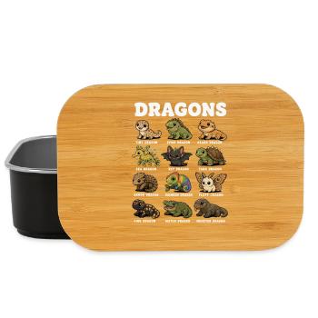 Dragon Funny Animal Diagram Cute - Lunch Box - black - Front