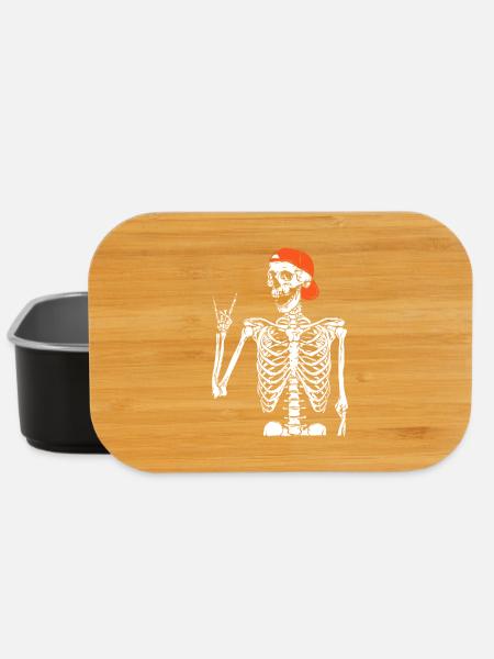 Squelette arborant une casquette orange - Boîte à goûter - noir
