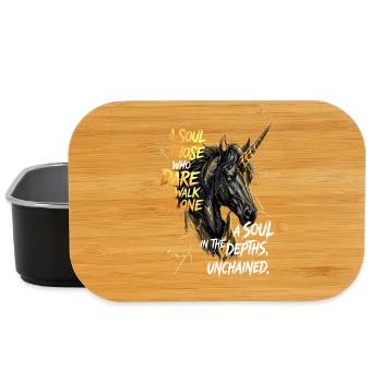 Pferdekopf Einhorn Reiter Motivations Spruch  - Lunch Box - Schwarz - Vorne